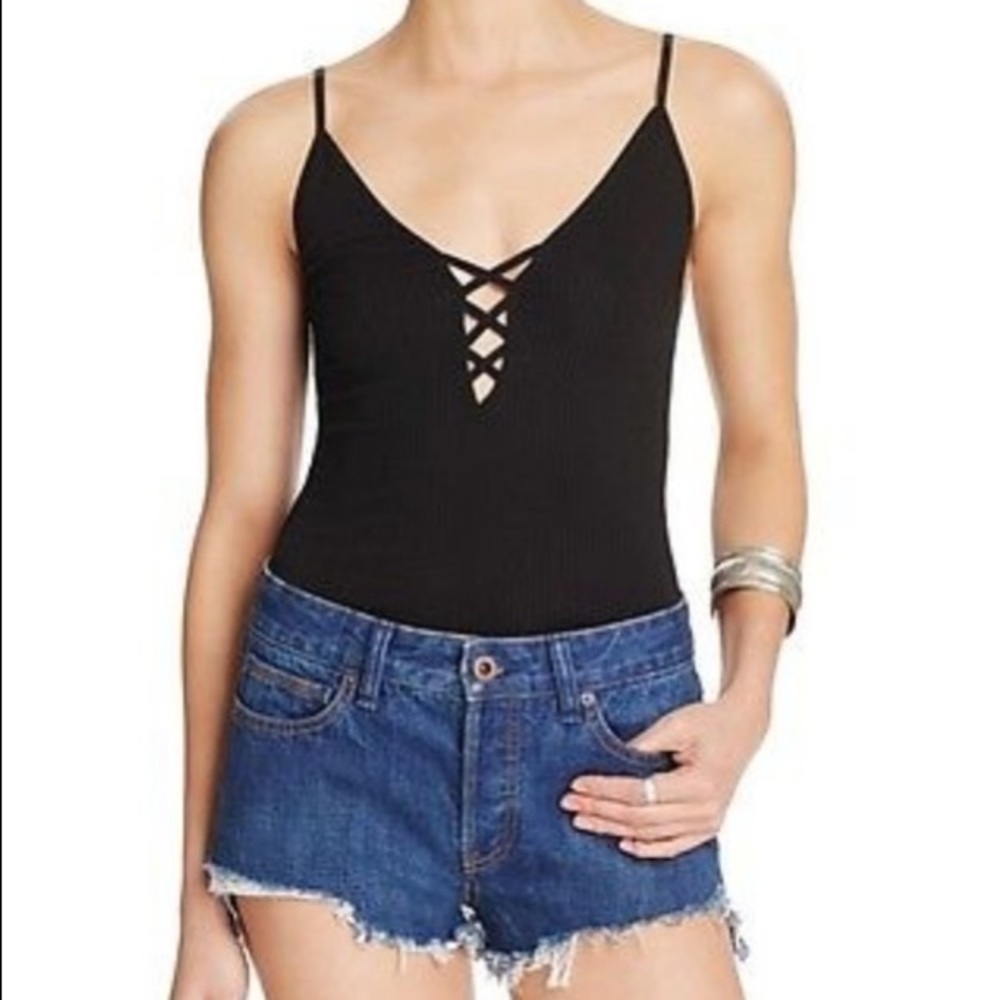 Urban Outfitters Me to We Black Crisscross Ribbed Cami